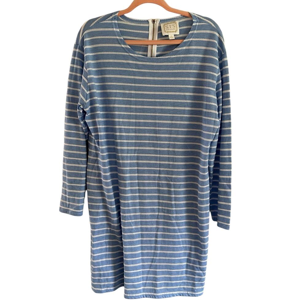 STS Sail To Sable Blue And White Stripe Nautical Coastal Dress XL - Picture 3 of 10